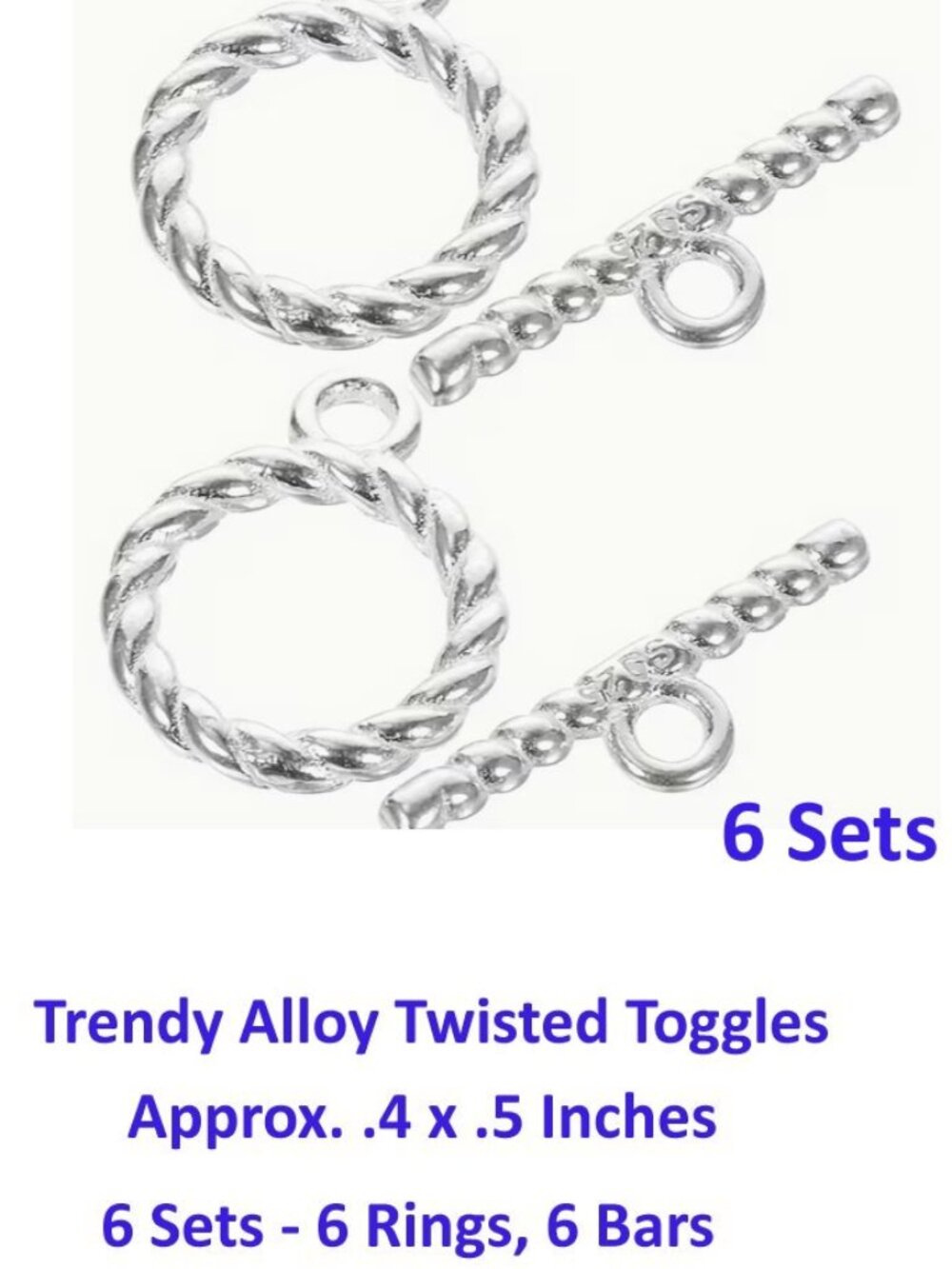 Trendy Alloy Twisted Toggles - 6 Toggle Sets